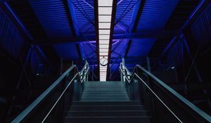 Preview wallpaper stairs, clock, architecture, room, lighting