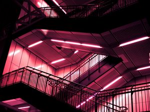 Preview wallpaper stairs, construction, design, neon, lights