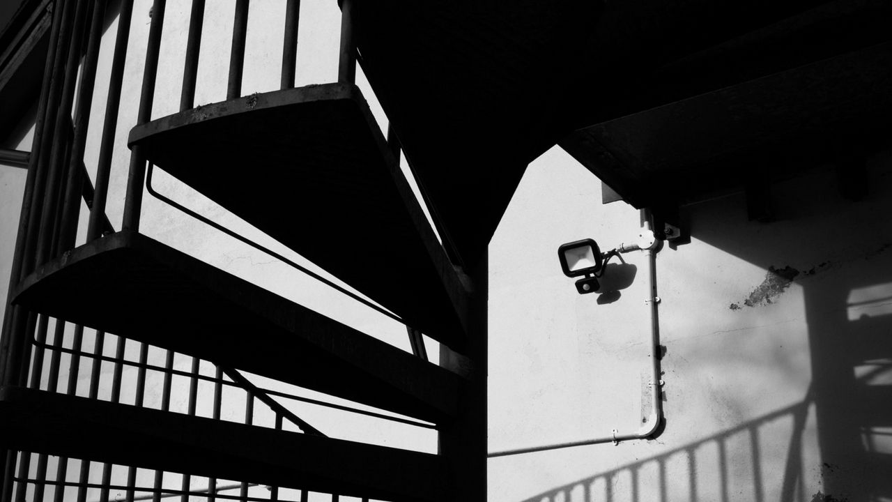 Wallpaper stairs, corridor, shadow, bw