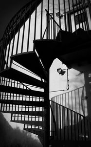Preview wallpaper stairs, corridor, shadow, bw