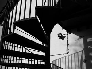 Preview wallpaper stairs, corridor, shadow, bw
