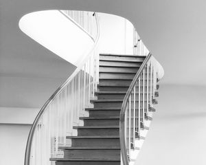 Preview wallpaper stairs, curve, wooden, black and white