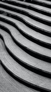 Preview wallpaper stairs, curves, stripes, black and white, bw