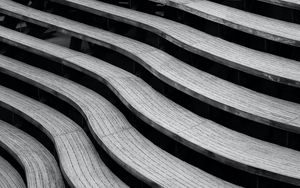 Preview wallpaper stairs, curves, stripes, black and white, bw