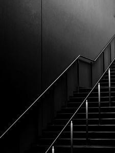 Preview wallpaper stairs, dark, railing, minimalism