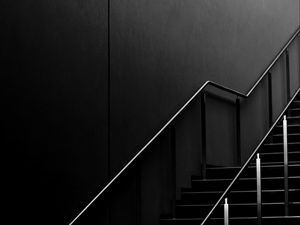 Preview wallpaper stairs, dark, railing, minimalism