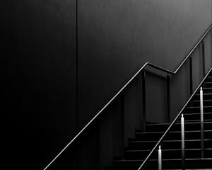 Preview wallpaper stairs, dark, railing, minimalism