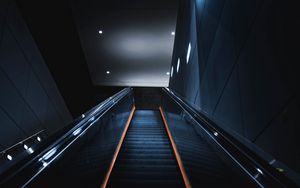 Preview wallpaper stairs, escalator, construction, dark, room