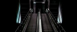 Preview wallpaper stairs, escalator, design, room, dark, lights