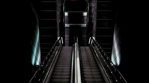 Preview wallpaper stairs, escalator, design, room, dark, lights