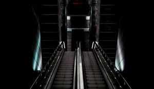 Preview wallpaper stairs, escalator, design, room, dark, lights