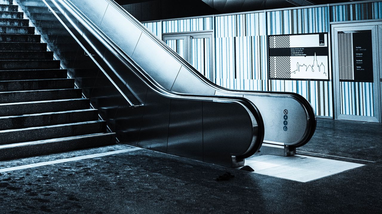 Wallpaper stairs, escalator, steps, subway, railings