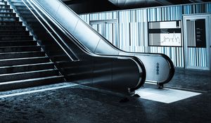 Preview wallpaper stairs, escalator, steps, subway, railings