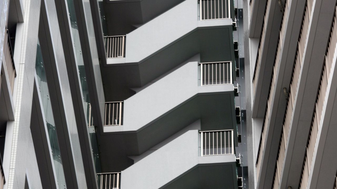 Wallpaper stairs, facade, architecture, balconies