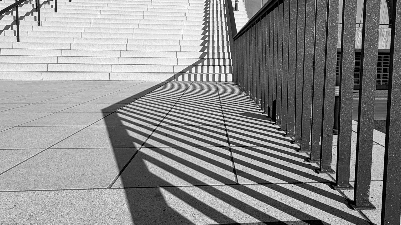 Wallpaper stairs, geometry, minimalism, architecture, lines, black and white