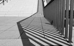 Preview wallpaper stairs, geometry, minimalism, architecture, lines, black and white