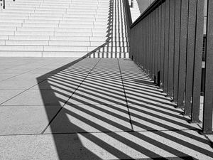 Preview wallpaper stairs, geometry, minimalism, architecture, lines, black and white