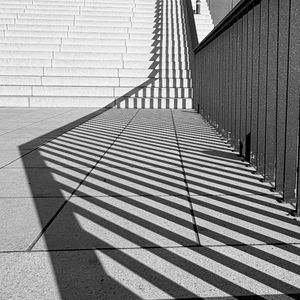 Preview wallpaper stairs, geometry, minimalism, architecture, lines, black and white