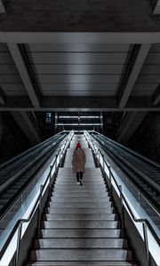 Preview wallpaper stairs, girl, alone, metro