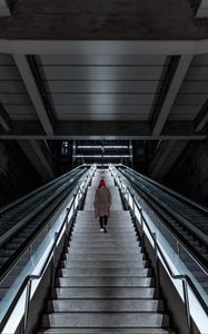 Preview wallpaper stairs, girl, alone, metro