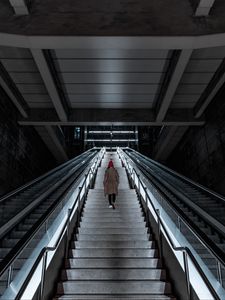 Preview wallpaper stairs, girl, alone, metro