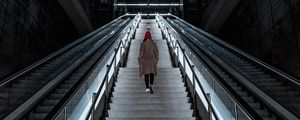 Preview wallpaper stairs, girl, alone, metro