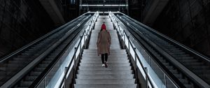 Preview wallpaper stairs, girl, alone, metro