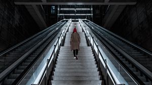 Preview wallpaper stairs, girl, alone, metro