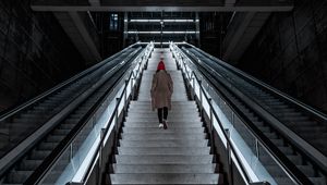 Preview wallpaper stairs, girl, alone, metro