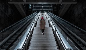 Preview wallpaper stairs, girl, alone, metro