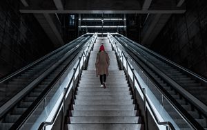 Preview wallpaper stairs, girl, alone, metro