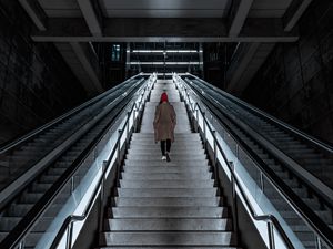 Preview wallpaper stairs, girl, alone, metro