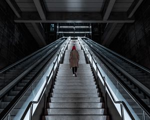 Preview wallpaper stairs, girl, alone, metro