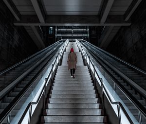 Preview wallpaper stairs, girl, alone, metro