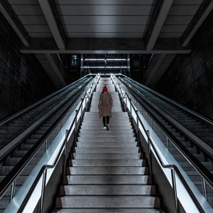 Preview wallpaper stairs, girl, alone, metro