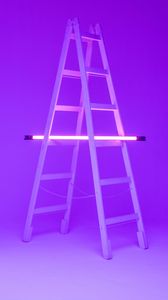 Preview wallpaper stairs, lamp, neon, glow, purple