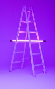 Preview wallpaper stairs, lamp, neon, glow, purple