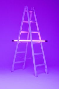 Preview wallpaper stairs, lamp, neon, glow, purple