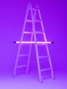 Preview wallpaper stairs, lamp, neon, glow, purple