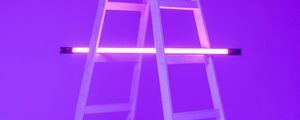 Preview wallpaper stairs, lamp, neon, glow, purple