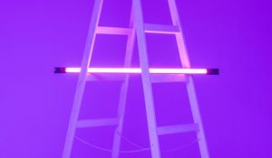 Preview wallpaper stairs, lamp, neon, glow, purple