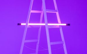 Preview wallpaper stairs, lamp, neon, glow, purple