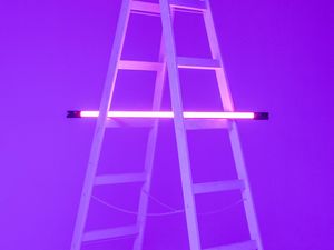 Preview wallpaper stairs, lamp, neon, glow, purple
