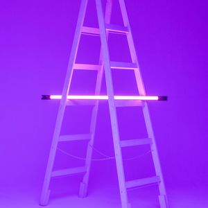 Preview wallpaper stairs, lamp, neon, glow, purple