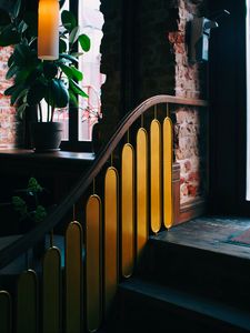 Preview wallpaper stairs, lamp, plant, interior
