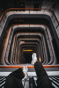 Preview wallpaper stairs, legs, sneakers, height, architecture