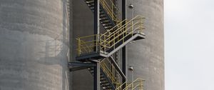 Preview wallpaper stairs, metal, concrete, shadows, gray