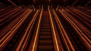 Preview wallpaper stairs, metro, neon, glow