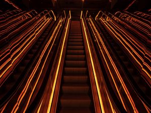 Preview wallpaper stairs, metro, neon, glow