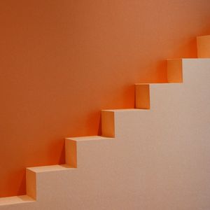 Preview wallpaper stairs, minimalism, orange, white